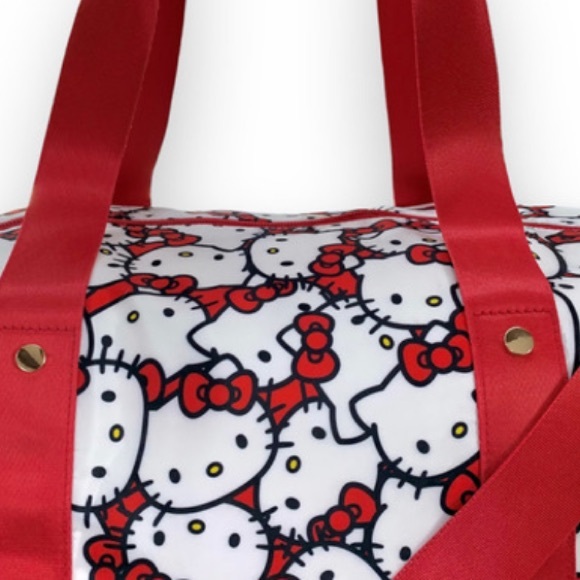 New Sanrio Hello Kitty Face AOP Duffle Bag Red Bioworld Weekender Carry-On⭐️⭐️⭐️ - Picture 8 of 17